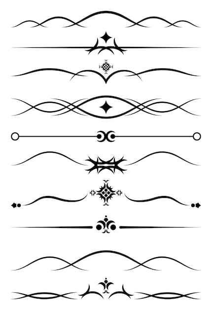 Vector vintage decoration calligraphic ornament corners and dividers vector illustration