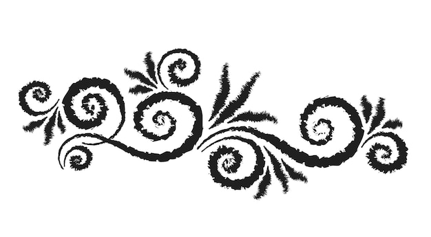 Vintage decoration vector floral ornament element. Charcoal drawing