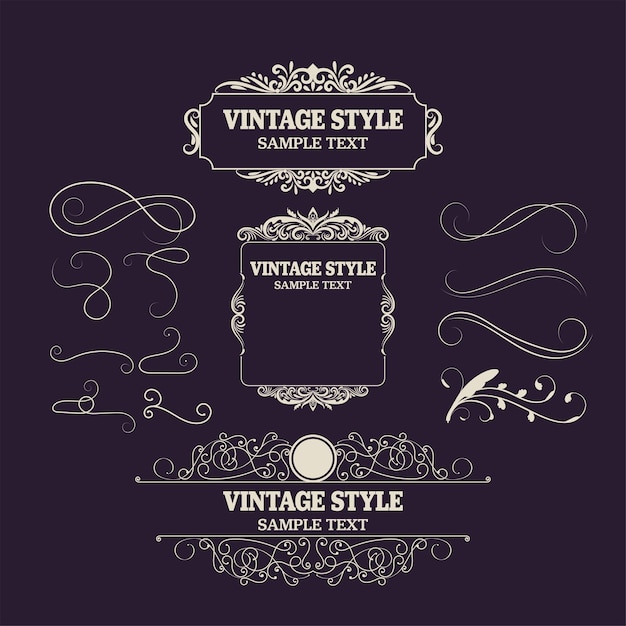 Vector vintage decorations elements and frames  retro