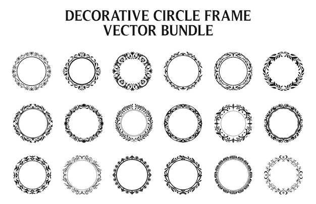 Vintage Decorative Ornamental Circle frame vector Set Round vector ornamental Frame Bundle