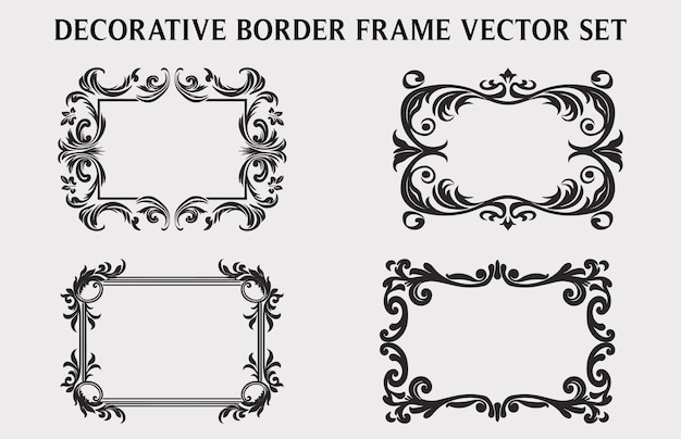 Vector vintage decorative ornamental rectangle frame vector set retro vector ornamental border bundle