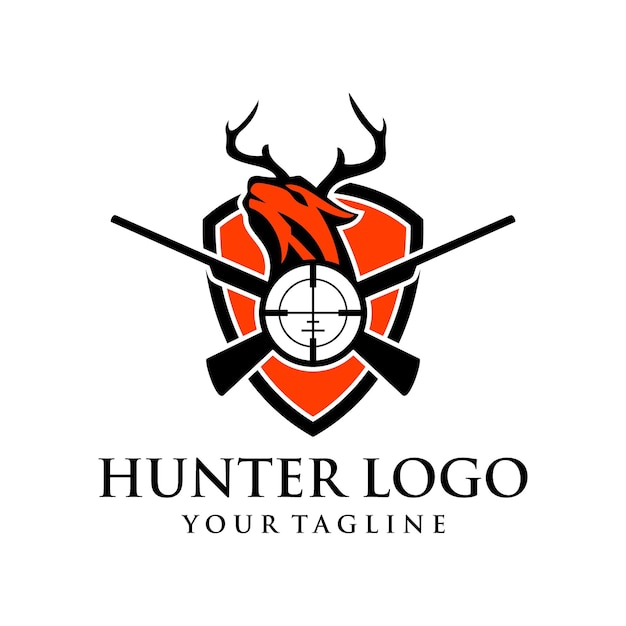 Vintage Deer Hunter Logo Vector ontwerpsjabloon