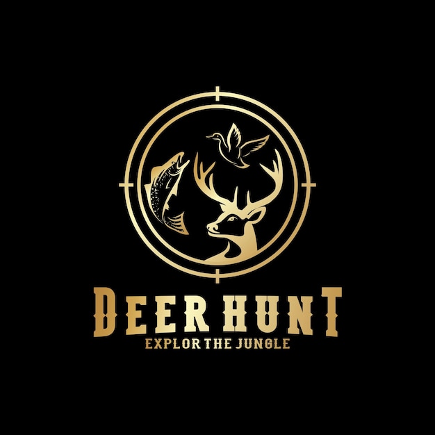 Vintage Deer hunting logo Premium Vector