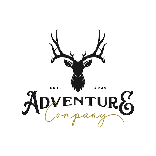 Vintage deer logo and  icon