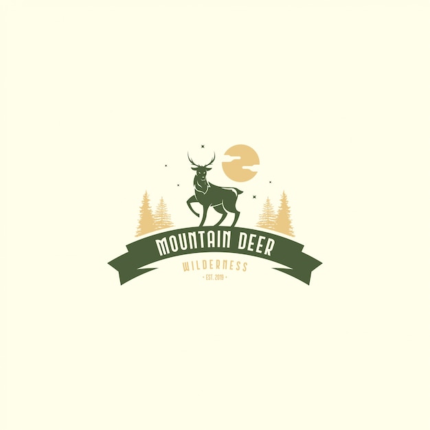 Винтажный олень с логотипом