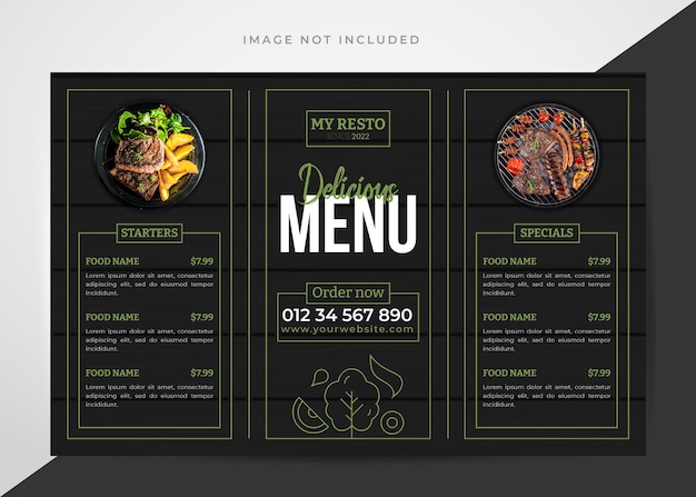 Винтажный шаблон дизайна меню ресторана вкусной еды