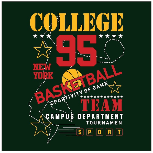 Vintage design basketbal college Californië graphics voor typografie premium vector t-shirts