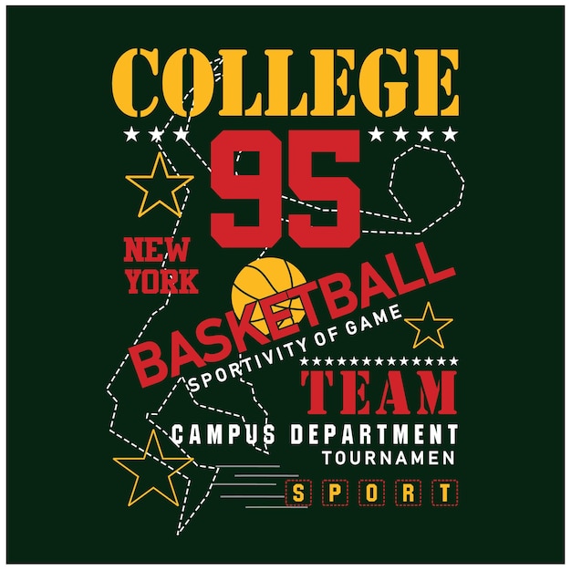 Vector vintage design basketball college california graphics for typography premium vector t shirts