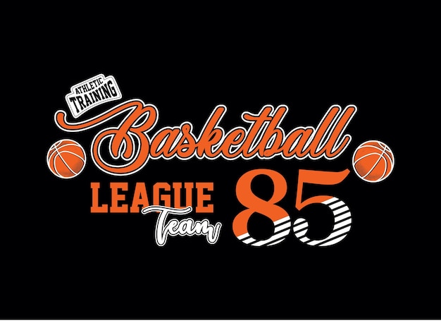 Vintage design basketball league team typografie klaar om premium vector af te drukken