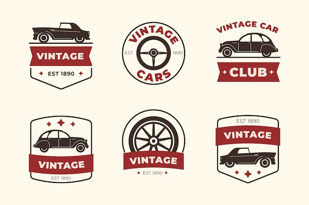 Vector vintage design car logo collection