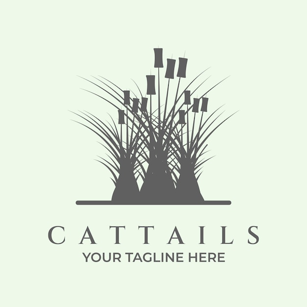 Vintage design cattails logo icon illustration creative