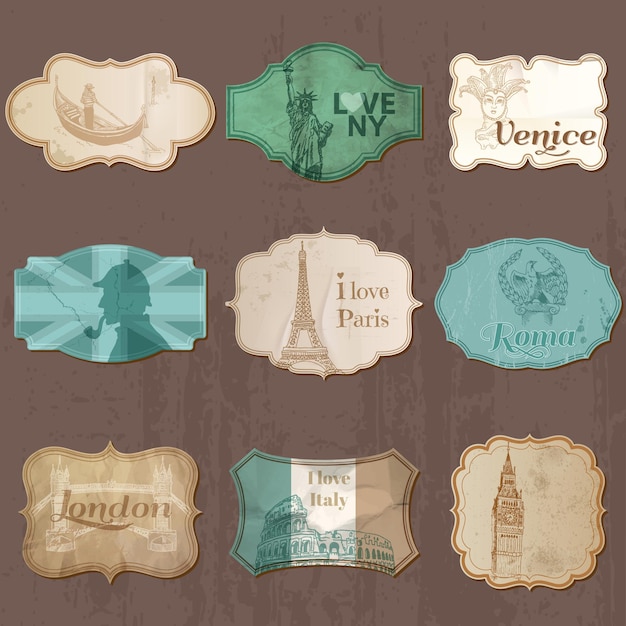 Vector vintage design city elements for scrapbook