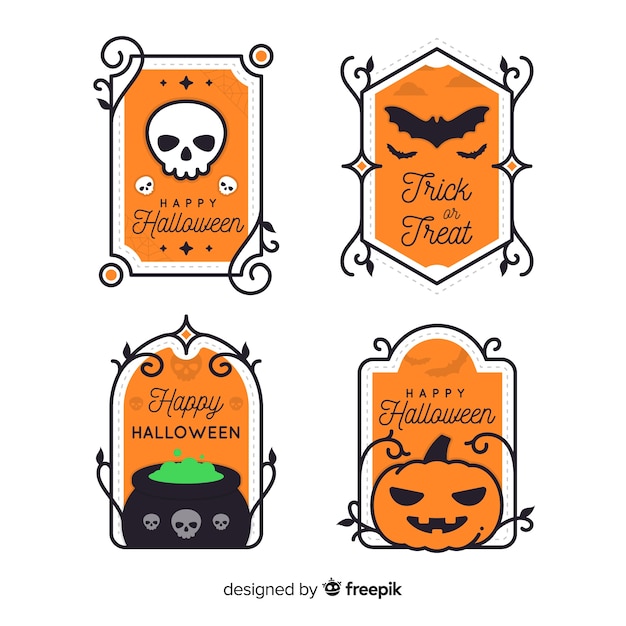 Vintage design halloween label collection