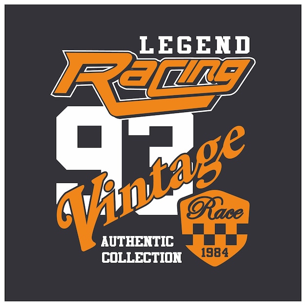 Vintage design legende race typografie premium vector