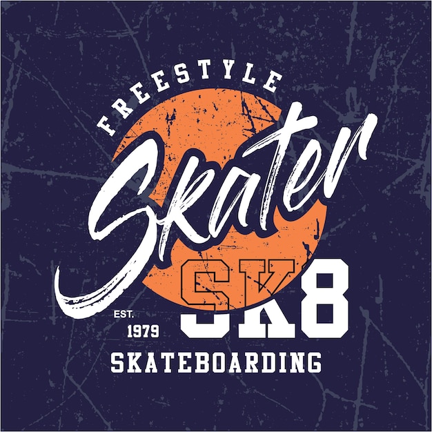 Vintage design skater freestyle typography ready to print premium vector