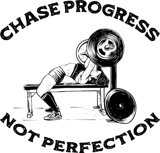 Vintage design Woman doing bench press illustration