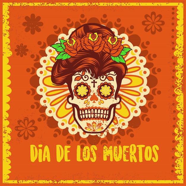 Vintage dia de los muertos achtergrond