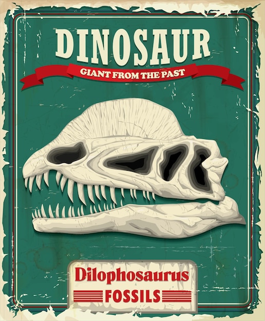 Vintage Dilophosaurus Dinosaur posterontwerp