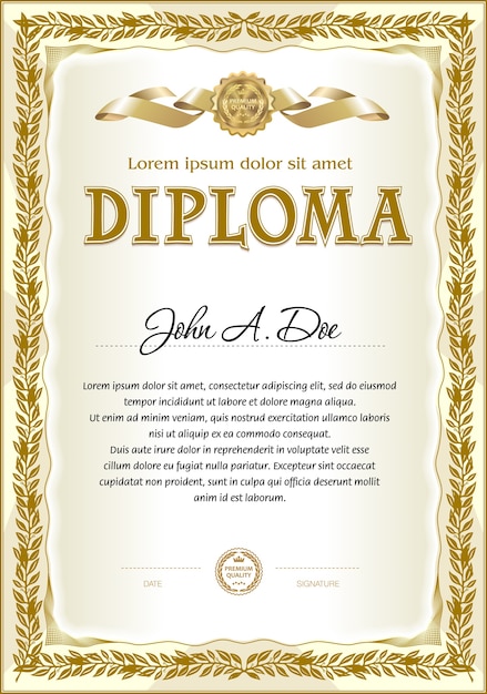 Vintage diploma blank template. monochrome