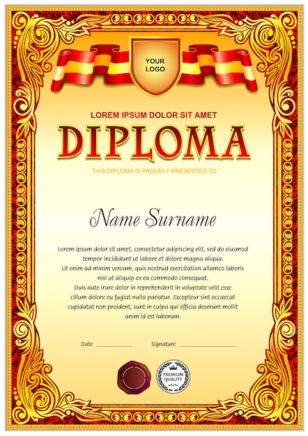 Vintage diploma blank template