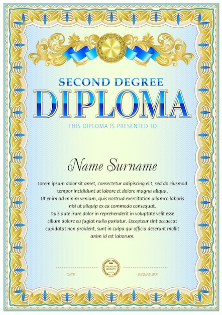 Vintage diploma blank template