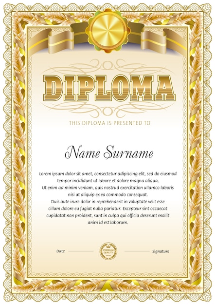 Vector vintage diploma blank template