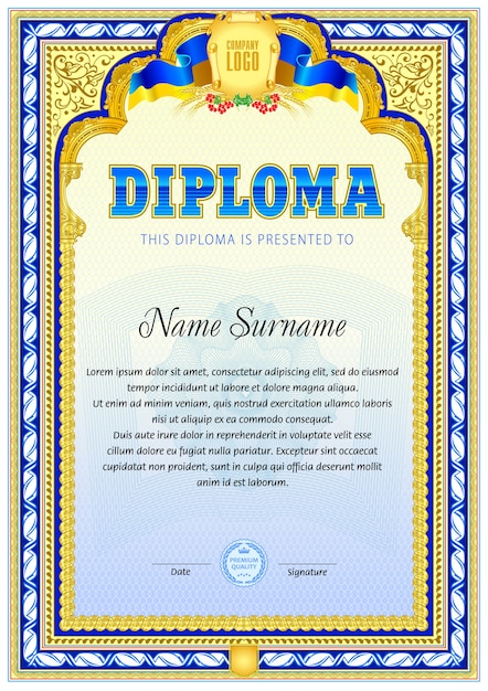 Modello vuoto diploma d'epoca