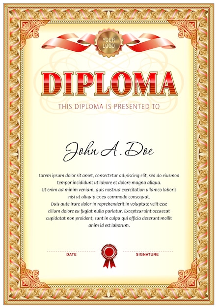 Vintage diploma blank template