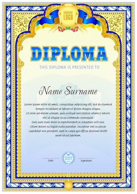 Vintage diploma lege sjabloon
