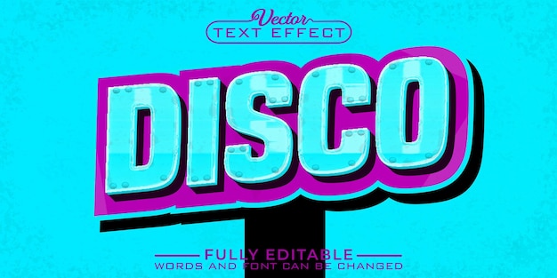 Vintage Disco Sign Vector bewerkbare teksteffect sjabloon