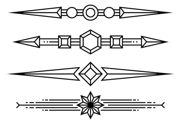 Вектор Набор винтажных разделителей декоративный линейный разделитель геометрические элементы