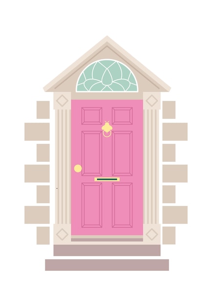 Vintage door building exterior vector illustration