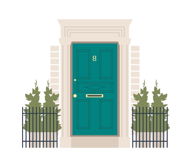 Vector vintage door building exterior vector illustration