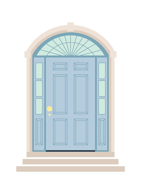 Vintage Door Building Exterior Vector illustration