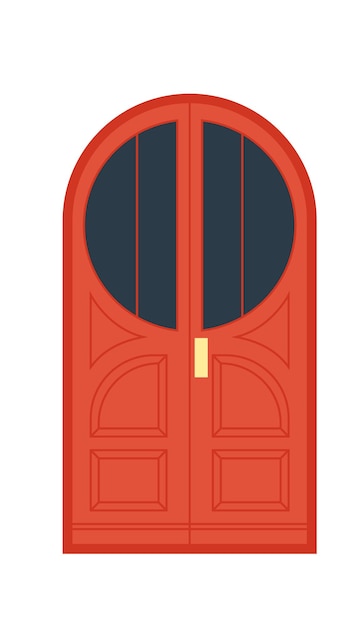 Vintage Door Building Exterior Vector illustration