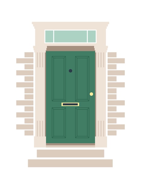 Vintage Door Building Exterior Vector illustration