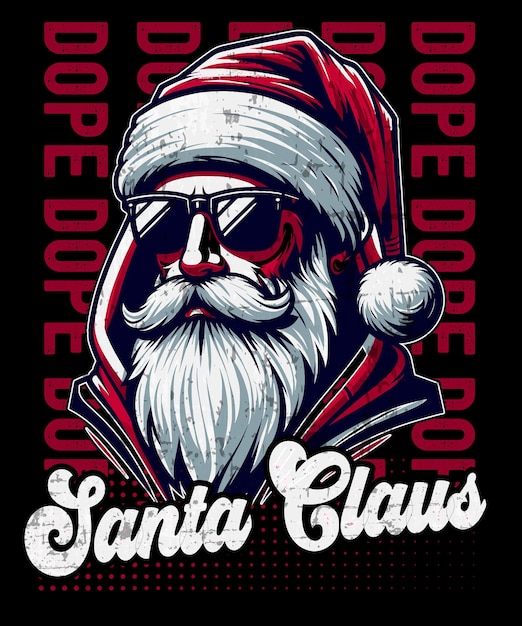 Vector vintage dope santa claus wearing glasses