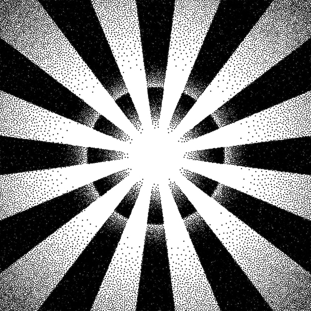 Vector vintage dotwork sun rays sunburst or explosion