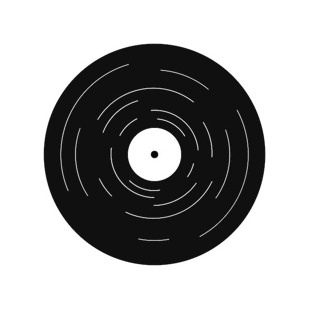 Vintage drawn vinyl record Vector music recording icon