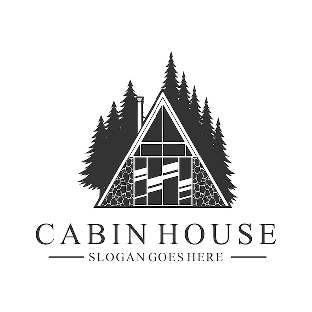 Винтажный земной крошечный дом, хижина, коттедж, вектор логотипа кабины на белом фоне