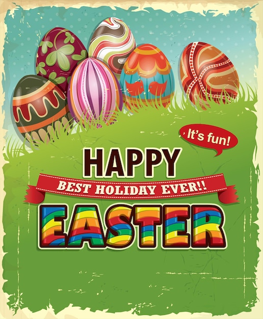 Vector vintage easter poster design