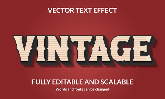 Vector vintage editable 3d text style effect