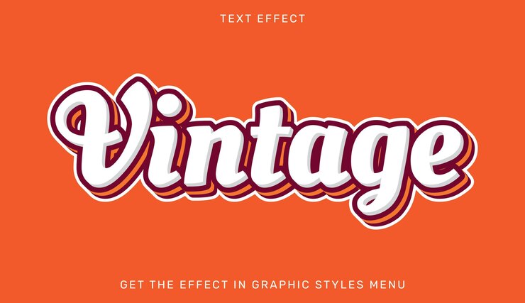 Vector vintage editable text effect in 3d style text emblem for advertising branding and business logo