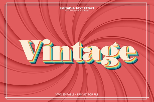 Вектор Эффект редактируемого текста vintage в стиле vintage trend