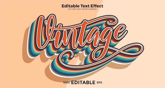 Vector vintage editable text effect in modern trend style