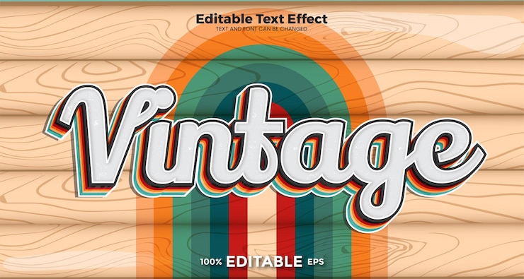 Vector vintage editable text effect in modern trend style