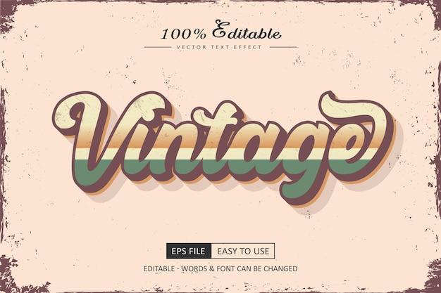 Vector vintage editable text effect retro and old text style