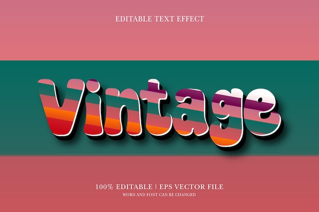 Vector vintage editable text effect with 3d vector design