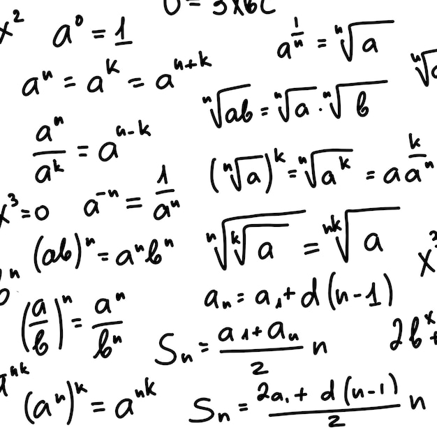 벡터 칠판 벡터 손으로 그린 원활한 패턴에 빈티지 교육 배경 삼각 법 이론 및 수학 방정식 공식