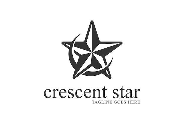Vintage eenvoudig minimalistisch Star Crescent Moon-logo-ontwerp